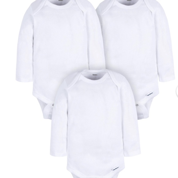 White Long Sleeve Onesies NB - Picture 2 of 4